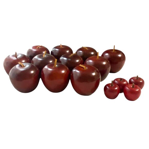 Vtg Rustic Wood Apples Farmhouse Crafting Supplies Set of 15 Decor Carved Fruit - Picture 1 of 7
